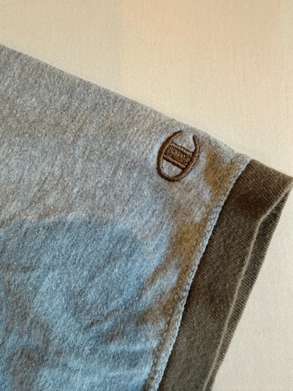 Champion Vintage Rec Club Ringer Tee Gray Brown Trim Graphic Shirt Size M - Picture 3 of 4